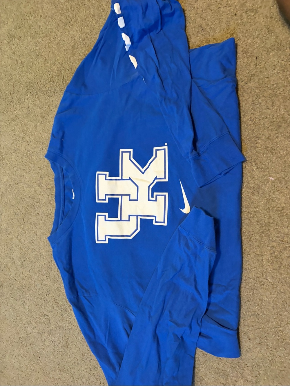 Nike Royal Blue Long Sleeve Tee with White UK Logo
